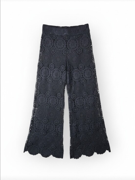 Adorn Pants - ADORN Black Crochet Lace Wide Leg Pants Size Small